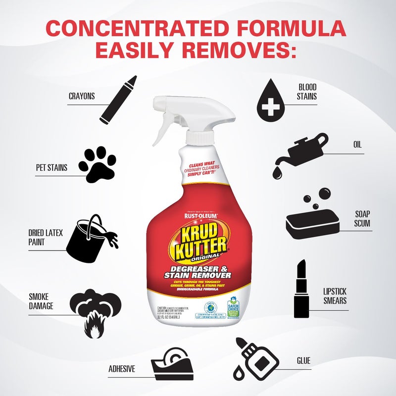 Krud Kutter KK326-6PK Original Concentrated Cleaner/Degreaser Stain Remover Spray, 32 oz, 6 Pack - Image 4